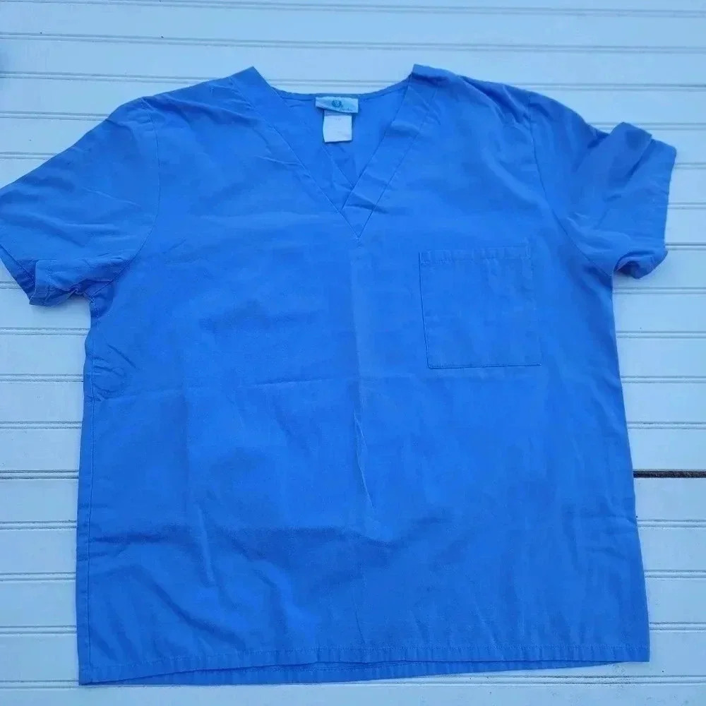 Lot Of 6 Womens Scrub Uniform Tops Blue Brown  Green Cherokee SB Sz M - Picture 3 of 8